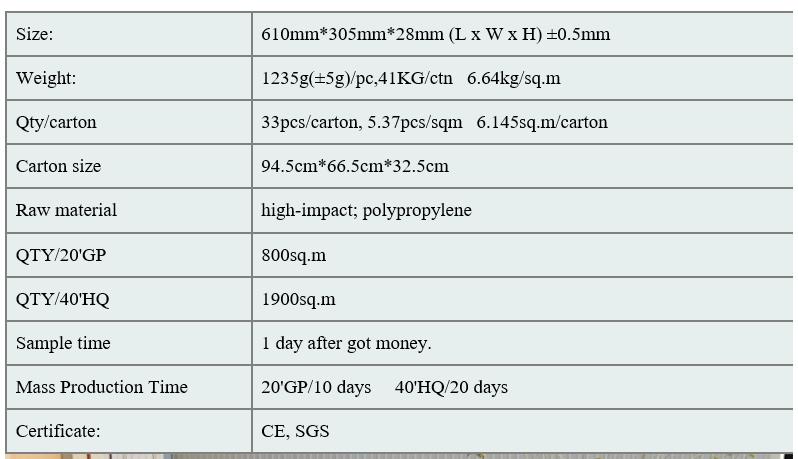 Multi-functional wood grain PP flooring